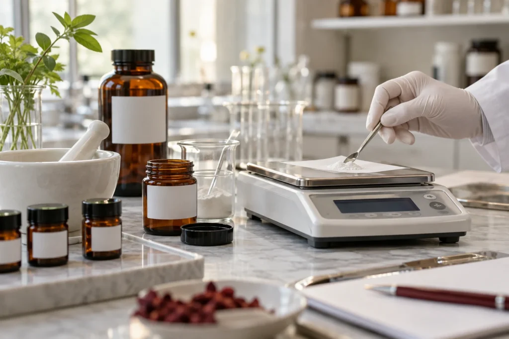 Precision equipment in a professional compounding workspace